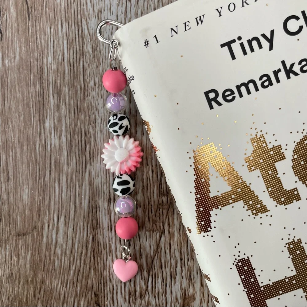 Bookmark Cow Flower Handcrafted Artisan Beaded Metal Journal Gift Read Book